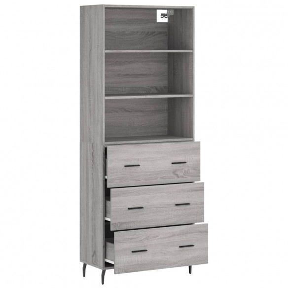 Buffet haut Sonoma gris 69,5x34x180 cm Bois d'ingénierie