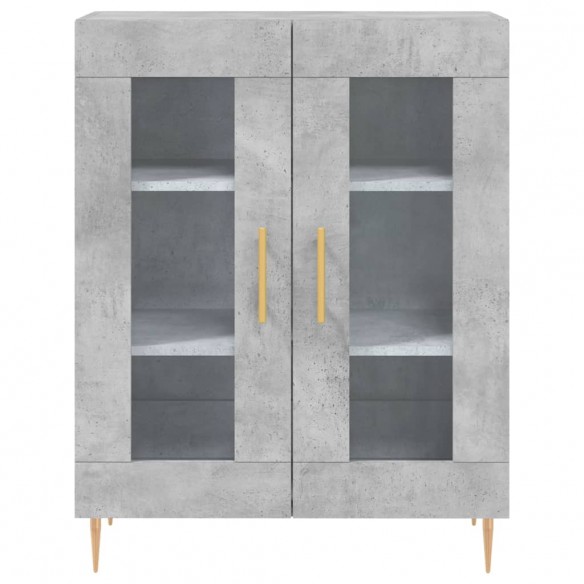 Buffet haut Gris béton 69,5x34x180 cm Bois d'ingénierie