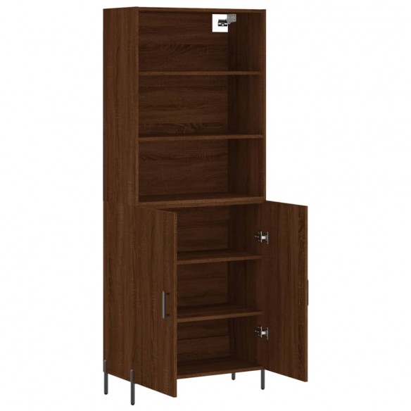 Buffet haut Chêne marron 69,5x34x180 cm Bois d'ingénierie