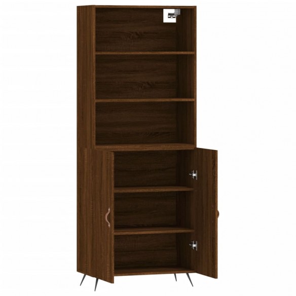 Buffet haut Chêne marron 69,5x34x180 cm Bois d'ingénierie