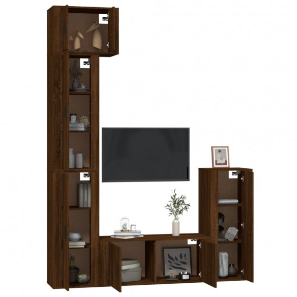 Ensemble de meubles TV 5 pcs Chêne marron Bois d'ingénierie