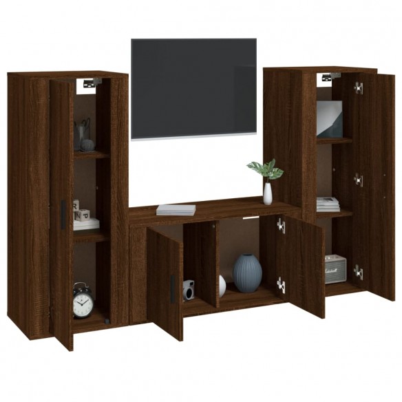 Ensemble de meubles TV 3 pcs Chêne marron Bois d'ingénierie