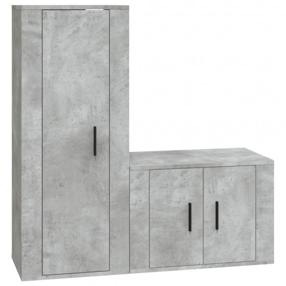 Ensemble de meubles TV 2 pcs gris béton bois d'ingénierie