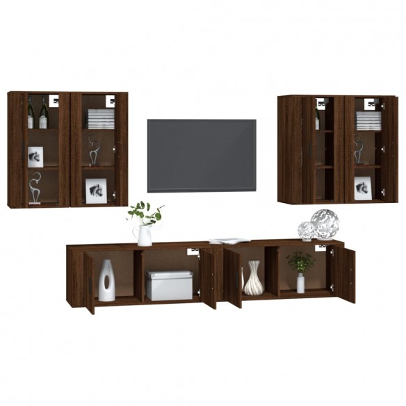 Ensemble de meubles TV 6 pcs Chêne marron Bois d'ingénierie