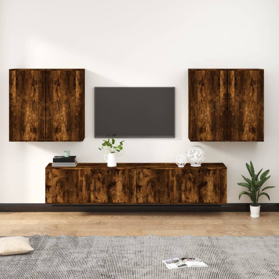 Ensemble de meubles TV 6 pcs Chêne fumé Bois d'ingénierie