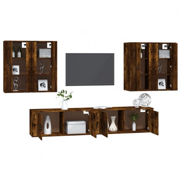 Ensemble de meubles TV 6 pcs Chêne fumé Bois d'ingénierie