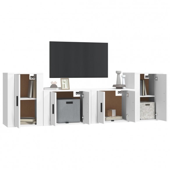 Ensemble de meubles TV 4 pcs Blanc Bois d'ingénierie