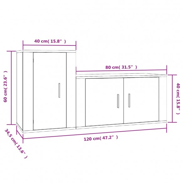 Ensemble de meubles TV 2 pcs blanc brillant bois d'ingénierie