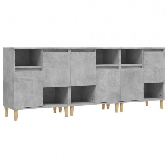 Buffets 3 pcs gris béton 60x35x70 cm bois d'ingénierie