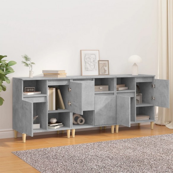 Buffets 3 pcs gris béton 60x35x70 cm bois d'ingénierie