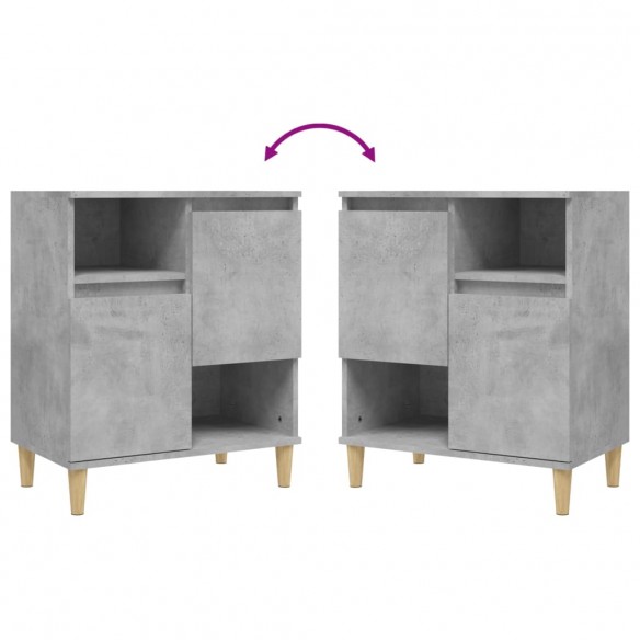 Buffets 3 pcs gris béton 60x35x70 cm bois d'ingénierie