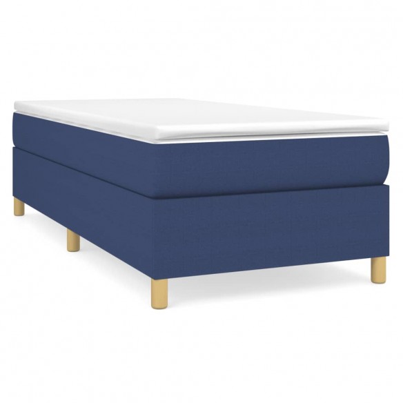 Cadre de lit avec matelas Bleu 90x190 cm Tissu