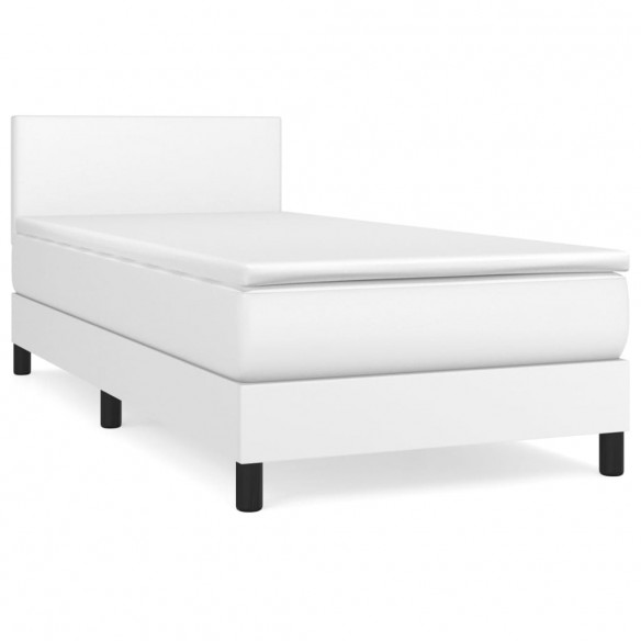 Sommier à lattes de lit avec matelas Blanc 100x200cm Similicuir