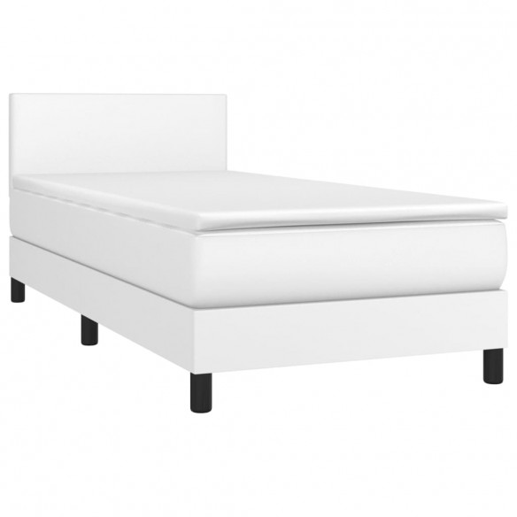 Sommier à lattes de lit avec matelas Blanc 100x200cm Similicuir