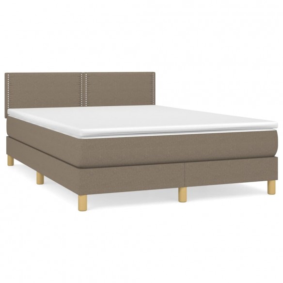 Sommier à lattes de lit avec matelas Taupe 140x200 cm Tissu