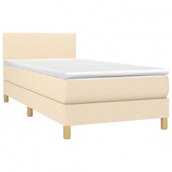 Sommier à lattes de lit avec matelas Crème 100x200 cm Tissu