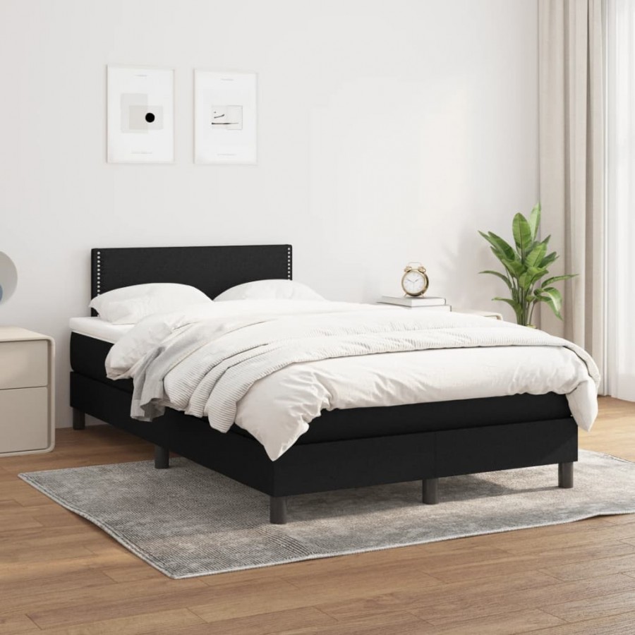 Cadre de lit avec matelas Noir 120x200 cm Tissu