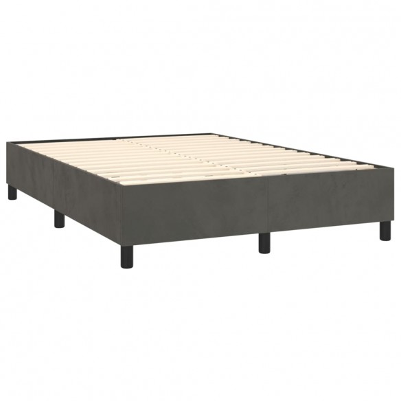 Cadre de lit matelas et LED Gris foncé 140x190 cm