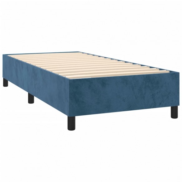 Cadre de lit matelas LED Bleu foncé 90x190cm Velours