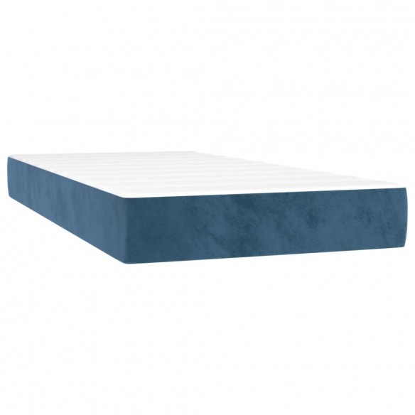 Cadre de lit matelas LED Bleu foncé 90x190cm Velours