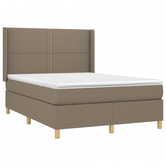 Cadre de lit matelas et LED Taupe 140x190 cm Tissu