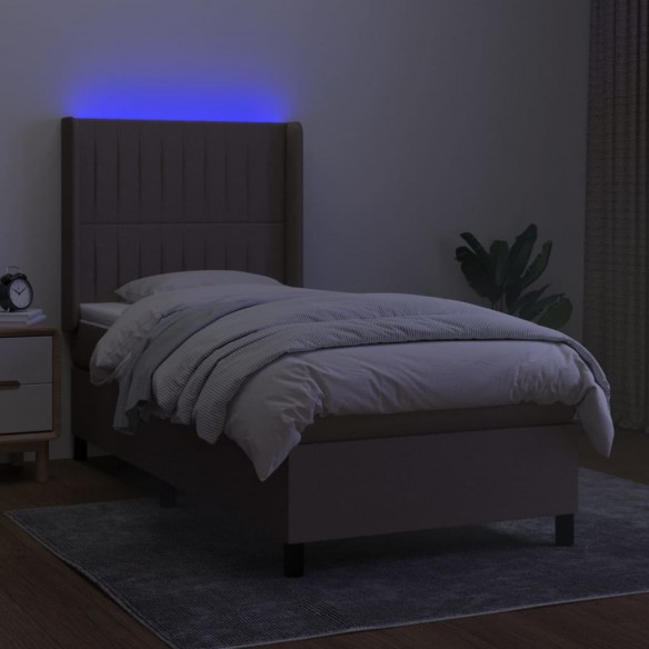 Cadre de lit matelas et LED Taupe 100x200 cm Tissu