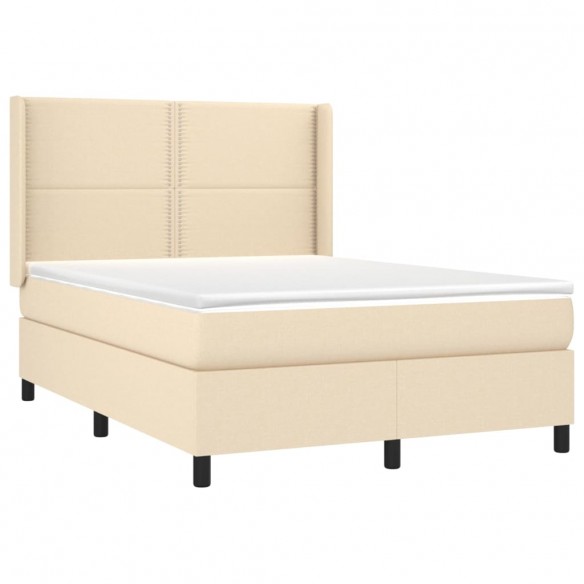 Sommier à lattes de lit matelas LED Crème 140x200 cm Tissu