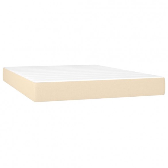 Cadre de lit matelas LED Crème 140x200 cm Tissu