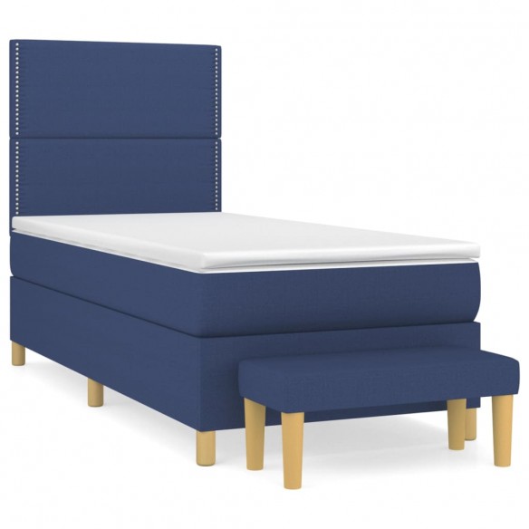 Cadre de lit avec matelas Bleu 80x200 cm Tissu