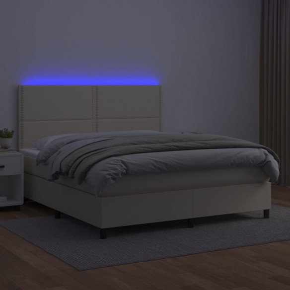 Sommier à lattes de lit avec matelas et LED Crème 160x200 cm