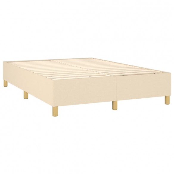 Sommier à lattes de lit et matelas et LED Crème 140x200cm Tissu