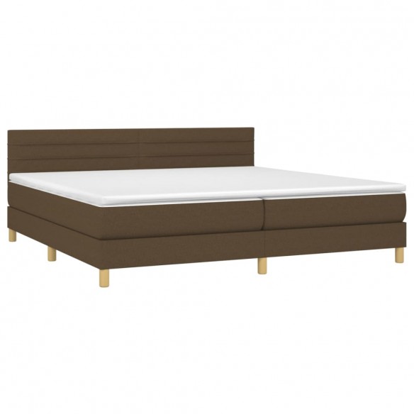 Sommier à lattes de lit matelas et LED Marron foncé 200x200 cm