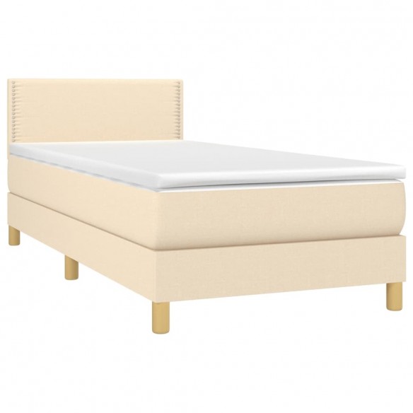 Sommier à lattes de lit avec matelas LED Crème 90x200 cm Tissu