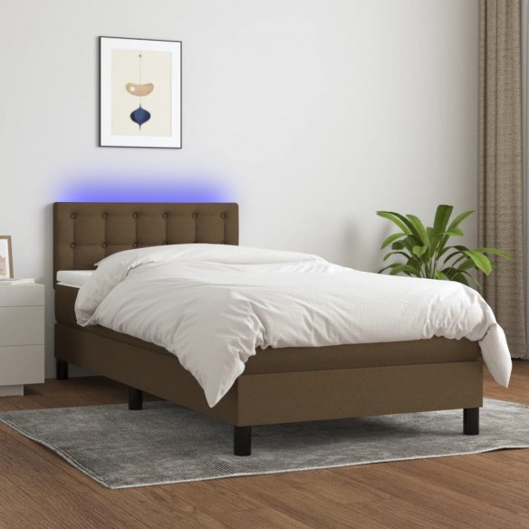 Cadre de lit et matelas et LED Marron foncé 80x200cm