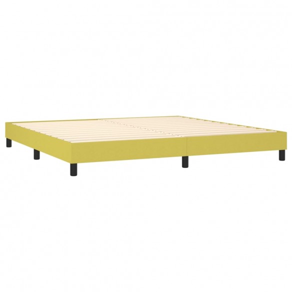 Sommier à lattes de lit et matelas et LED Vert 200x200 cm Tissu