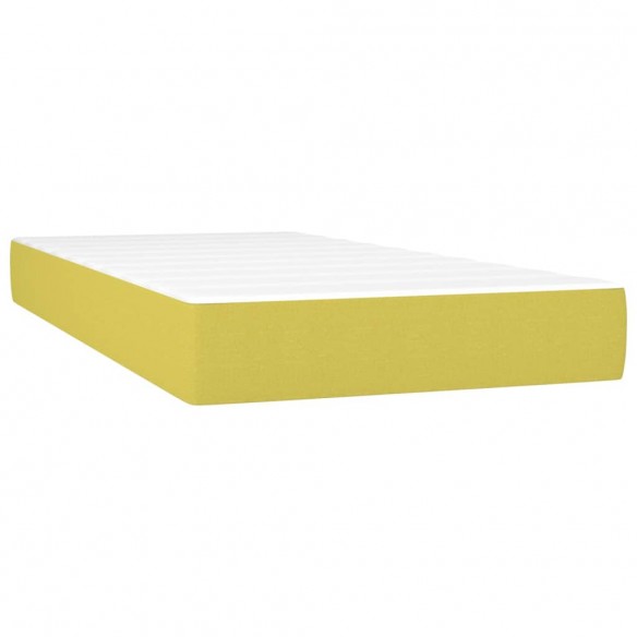 Sommier à lattes de lit et matelas et LED Vert 200x200 cm Tissu