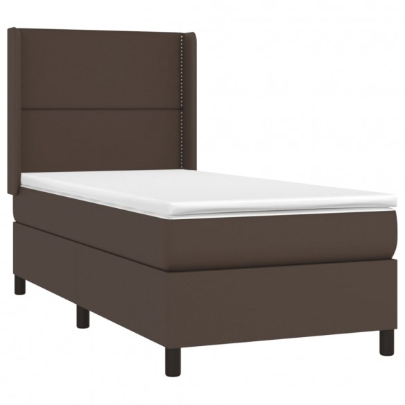 Cadre de lit avec matelas Marron 90x200cm Similicuir