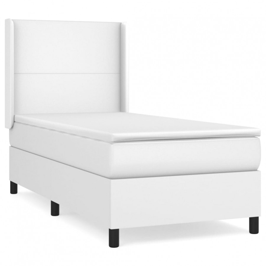 Sommier à lattes de lit avec matelas Blanc 90x200 cm Similicuir