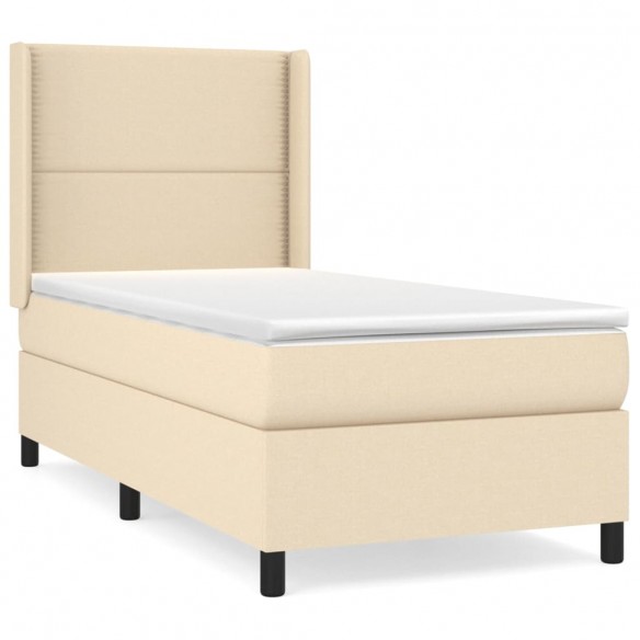 Sommier à lattes de lit avec matelas Crème 80x200 cm Tissu