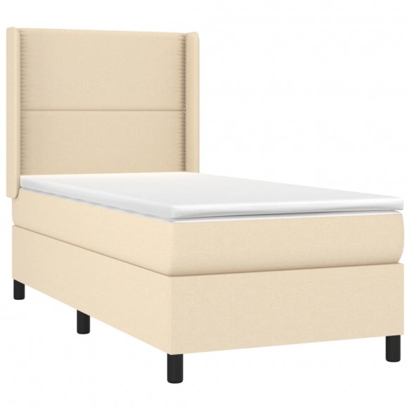 Sommier à lattes de lit avec matelas Crème 80x200 cm Tissu