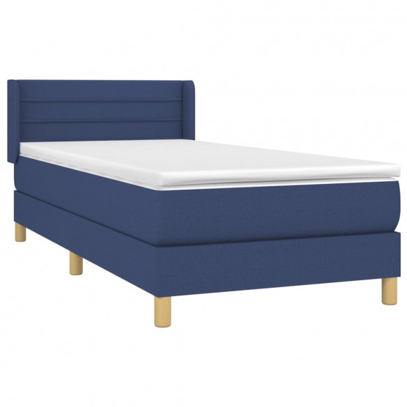 Cadre de lit avec matelas Bleu 100x200 cm Tissu