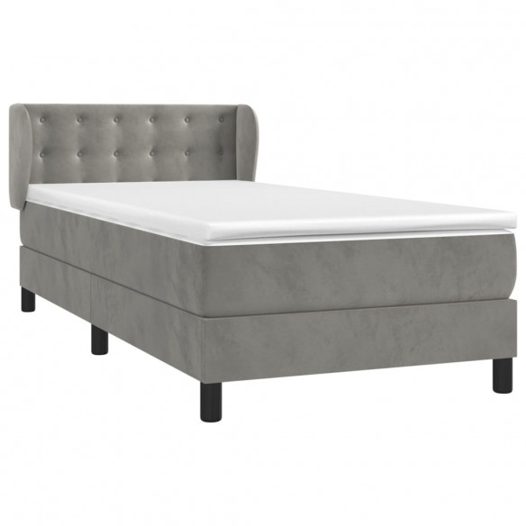 Cadre de lit et matelas Gris clair 80x200 cm Velours