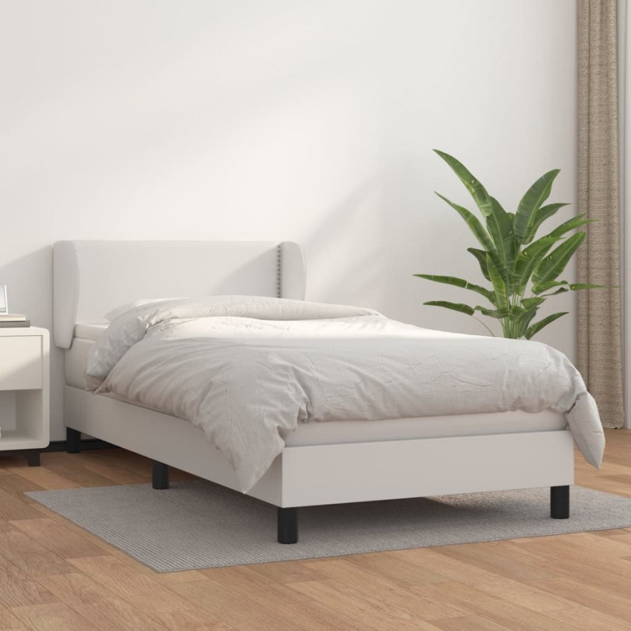 Cadre de lit avec matelas Blanc 100x200cm Similicuir