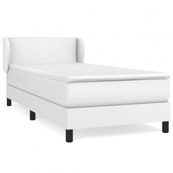 Cadre de lit avec matelas Blanc 100x200cm Similicuir