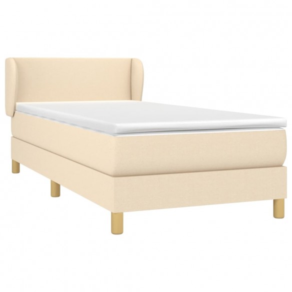 Sommier à lattes de lit avec matelas Crème 100x200 cm Tissu