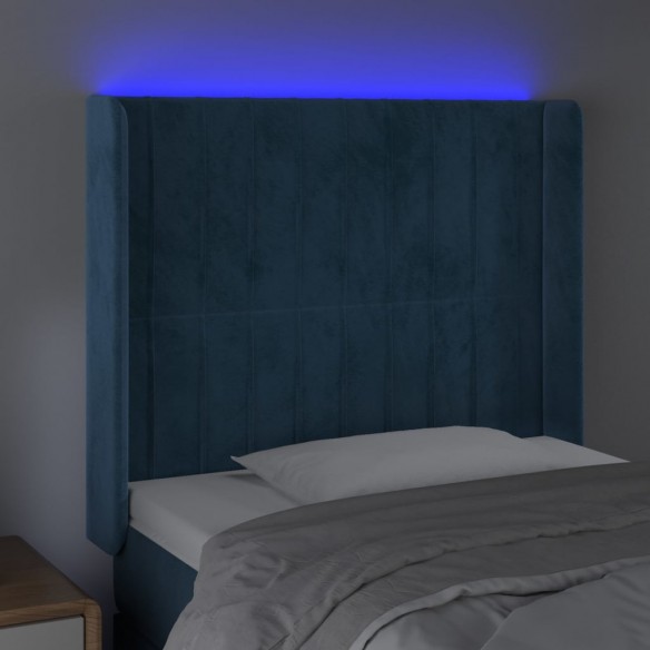 Tête de lit à LED Bleu foncé 103x16x118/128 cm Velours