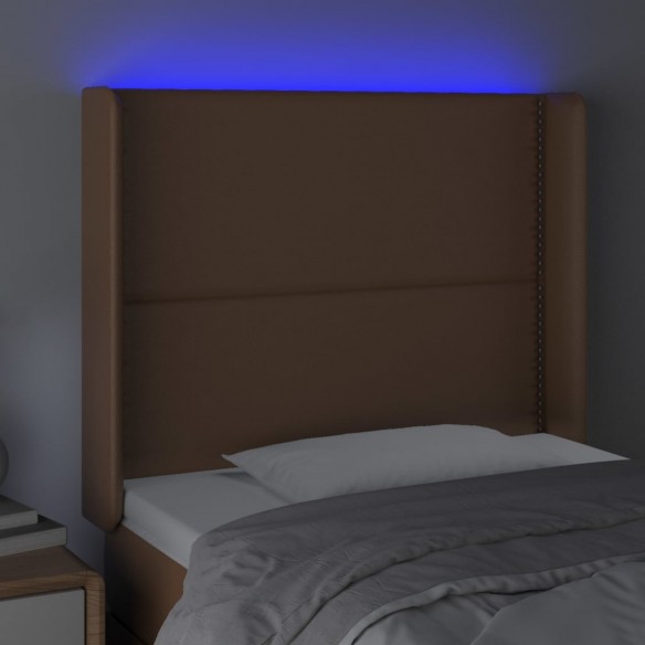 Tête de lit à LED Marron 93x16x118/128 cm Similicuir
