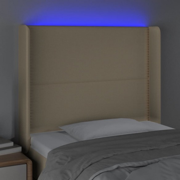 Tête de lit à LED Crème 83x16x118/128 cm Tissu