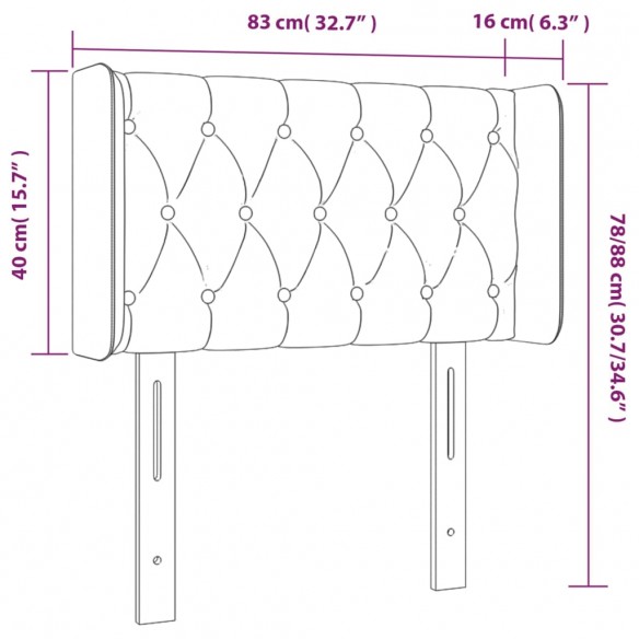 Tête de lit à LED Marron foncé 83x16x78/88 cm Tissu