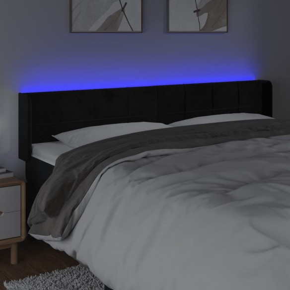 Tête de lit à LED Noir 163x16x78/88 cm Velours